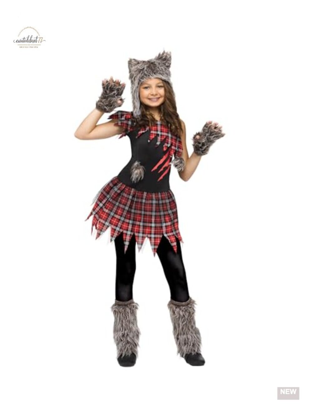 Wild Wolfie Halloween Costume Dress Hood Mitts Boot Covers Kids